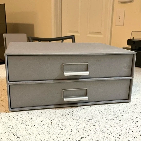 Grey Desktop 2-Drawer Storage - Picture 2 of 12